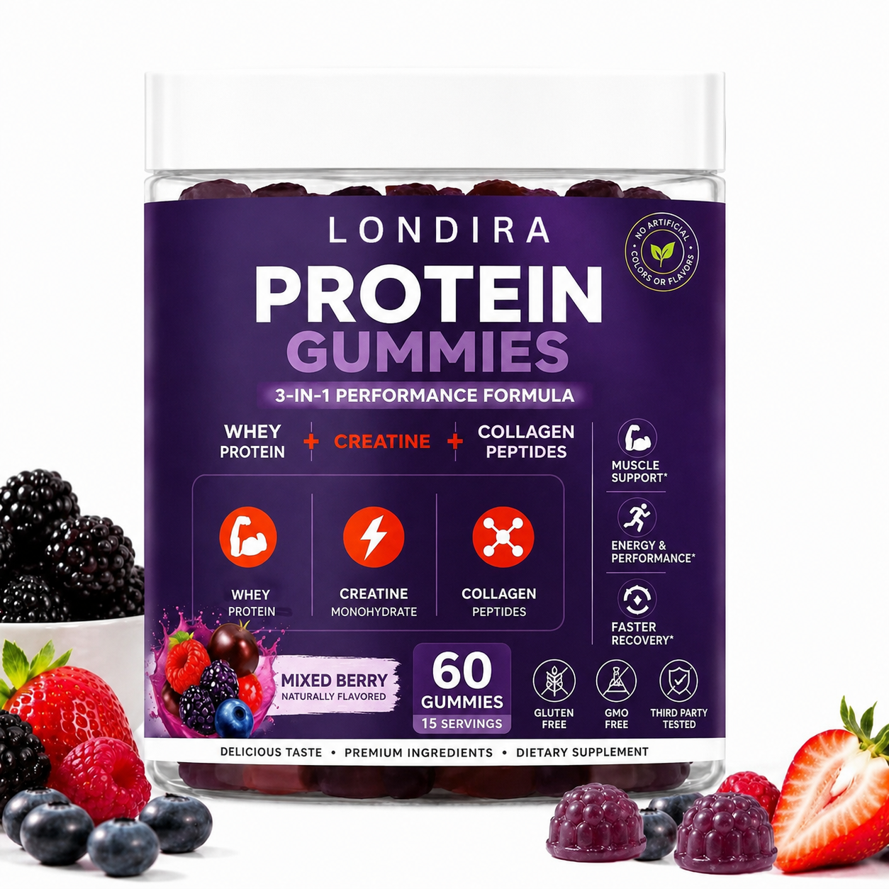 3-in-1 protein gummies jar